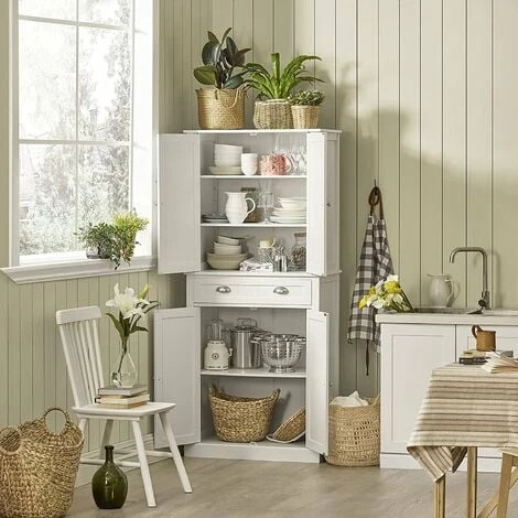 SoBuy Tall Kitchen Cupboard with 2 Cabinets and 1 Drawer Kitchen Dining Room Living Room Tall Cabinet Cupboard Sideboard,FSB44-W SoBuy Tall Kitchen Cupboard With 2 Cabinets And 1 Drawer Kitchen Dining Room Living Room Tall Cabinet Cupboard Sideboard,FSB44-W -SOBUY Shop 67396876 2