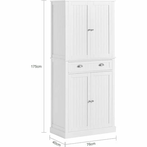 SoBuy Tall Kitchen Cupboard with 2 Cabinets and 1 Drawer Kitchen Dining Room Living Room Tall Cabinet Cupboard Sideboard,FSB44-W SoBuy Tall Kitchen Cupboard With 2 Cabinets And 1 Drawer Kitchen Dining Room Living Room Tall Cabinet Cupboard Sideboard,FSB44-W -SOBUY Shop 67396876 4