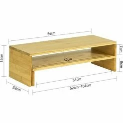 SoBuy 2 Tiers Bamboo Monitor Stand Computer Screen Monitor Stand Monitor Riser Desk Organizer,BBF07-N -SOBUY Shop 67396878 4