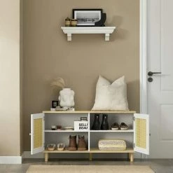 SoBuy Hallway Shoe Bench Shoe Cabinet With 2 Doors,FSR103-WN 7 SoBuy Hallway Shoe Bench Shoe Cabinet With 2 Doors,FSR103-WN -SOBUY Shop 67396884 3