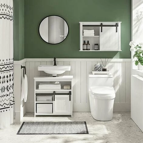 SoBuy Under Sink Cabinet Bathroom Vanity Unit Bathroom Storage Cabinet With Sliding Door,BZR61-W 2 SoBuy Under Sink Cabinet Bathroom Vanity Unit Bathroom Storage Cabinet With Sliding Door,BZR61-W - Image 2