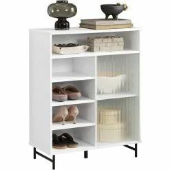 SoBuy Sideboard With Glass Sliding Door,FSB61-W