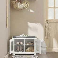 SoBuy Shoe Cabinet With Glass Doors And Seat Cushion,FSR121-W -SOBUY Shop 68335793 3