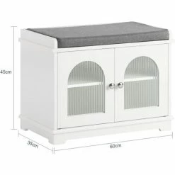 SoBuy Shoe Cabinet With Glass Doors And Seat Cushion,FSR121-W -SOBUY Shop 68335793 4