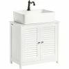 SoBuy White Under Sink Bathroom Storage Cabinet With Shutter Doors,FRG237-W