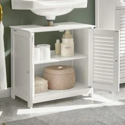 SoBuy White Under Sink Bathroom Storage Cabinet With Shutter Doors,FRG237-W -SOBUY Shop 6898142 5