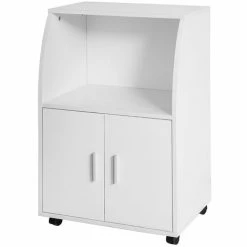 SoBuy White Wood Wheeled Kitchen Storage Cupboard Unit FRG241-W