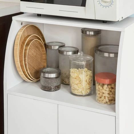 SoBuy White Wood Wheeled Kitchen Storage Cupboard Unit FRG241-W 4 SoBuy White Wood Wheeled Kitchen Storage Cupboard Unit FRG241-W - Image 4