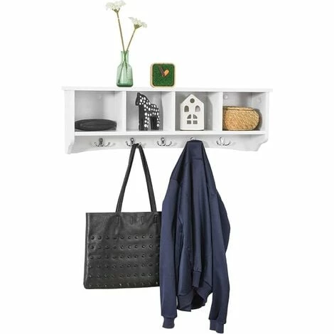 SoBuy Wall Display Storage Coat Rack Cupboard White Wood,FRG48-L-W 1 SoBuy Wall Display Storage Coat Rack Cupboard White Wood,FRG48-L-W