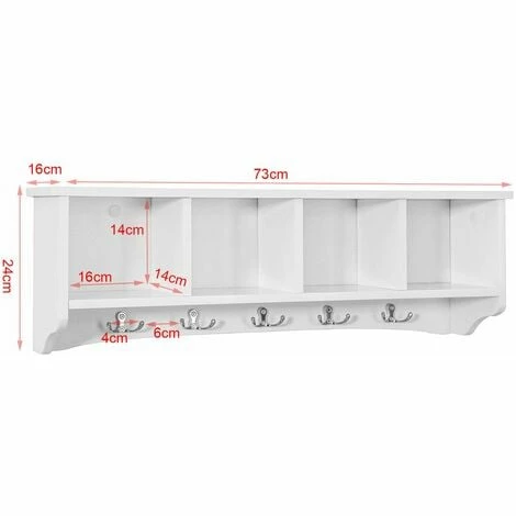 SoBuy Wall Display Storage Coat Rack Cupboard White Wood,FRG48-L-W 2 SoBuy Wall Display Storage Coat Rack Cupboard White Wood,FRG48-L-W - Image 2