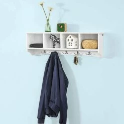 SoBuy Wall Display Storage Coat Rack Cupboard White Wood,FRG48-L-W 7 SoBuy Wall Display Storage Coat Rack Cupboard White Wood,FRG48-L-W -SOBUY Shop 6968519 3