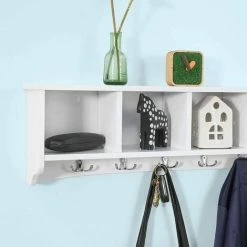 SoBuy Wall Display Storage Coat Rack Cupboard White Wood,FRG48-L-W 8 SoBuy Wall Display Storage Coat Rack Cupboard White Wood,FRG48-L-W -SOBUY Shop 6968519 4