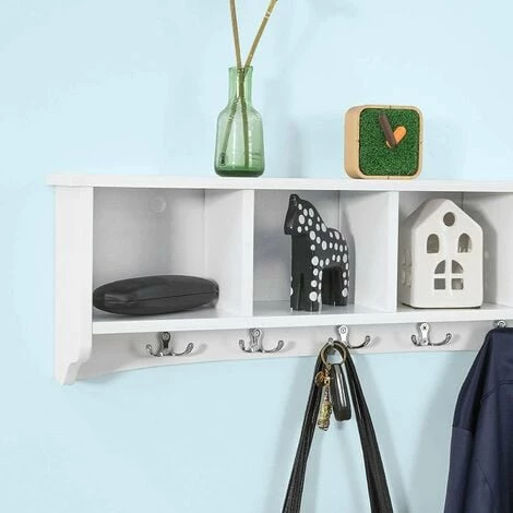 SoBuy Wall Display Storage Coat Rack Cupboard White Wood,FRG48-L-W 4 SoBuy Wall Display Storage Coat Rack Cupboard White Wood,FRG48-L-W - Image 4