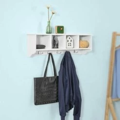 SoBuy Wall Display Storage Coat Rack Cupboard White Wood,FRG48-L-W 9 SoBuy Wall Display Storage Coat Rack Cupboard White Wood,FRG48-L-W -SOBUY Shop 6968519 5