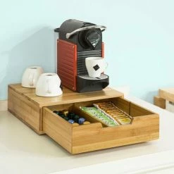 SoBuy Bamboo Coffee Pods & Capsules Teabags Drawer Organizer Holder,FRG70-N -SOBUY Shop 6968525 3
