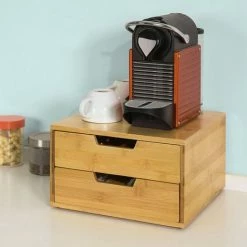SoBuy Coffee Machine Stand & Pod Capsule Teabags Organiser 2 Drawers, FRG82-N