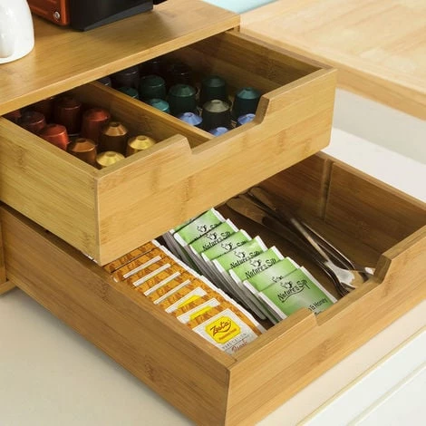 SoBuy Coffee Machine Stand & Pod Capsule Teabags Organiser 2 Drawers, FRG82-N 3 SoBuy Coffee Machine Stand & Pod Capsule Teabags Organiser 2 Drawers, FRG82-N - Image 3