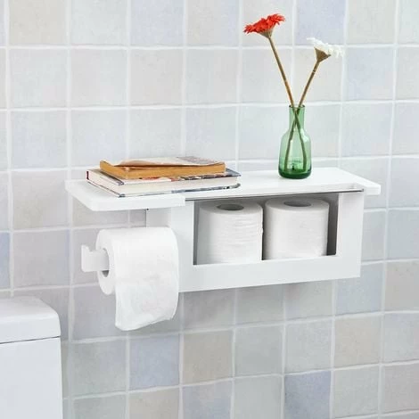 SoBuy Wood Wall Mounted Bathroom Toilet Paper Roll Holder,FRG175-W 1 SoBuy Wood Wall Mounted Bathroom Toilet Paper Roll Holder,FRG175-W