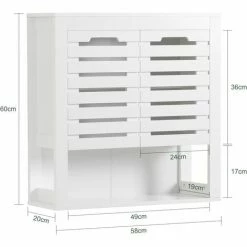 SoBuy Wall Storage Cabinet Cupboard With Double Slatted Doors,BZR51-W 8 SoBuy Wall Storage Cabinet Cupboard With Double Slatted Doors,BZR51-W -SOBUY Shop 70103341 4