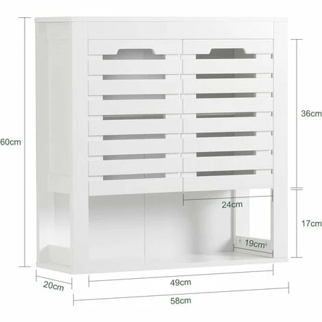 SoBuy Wall Storage Cabinet Cupboard With Double Slatted Doors,BZR51-W 4 SoBuy Wall Storage Cabinet Cupboard With Double Slatted Doors,BZR51-W - Image 4