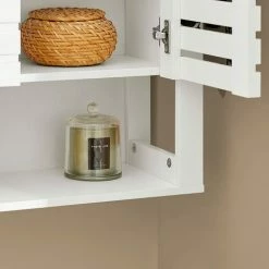 SoBuy Wall Storage Cabinet Cupboard With Double Slatted Doors,BZR51-W 9 SoBuy Wall Storage Cabinet Cupboard With Double Slatted Doors,BZR51-W -SOBUY Shop 70103341 5