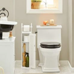 SoBuy Free Standing Bathroom Toilet Paper Roll Holder,BZR49-W -SOBUY Shop 70103345 3