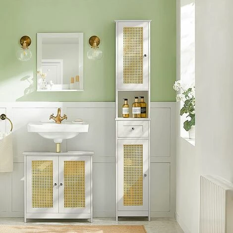 SoBuy Bathroom Storage Cabinet With 2 Doors And 1 Drawer H170cm,BZR70-W 2 SoBuy Bathroom Storage Cabinet With 2 Doors And 1 Drawer H170cm,BZR70-W - Image 2