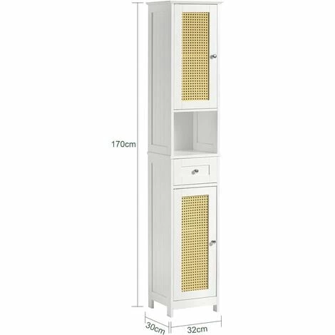 SoBuy Bathroom Storage Cabinet With 2 Doors And 1 Drawer H170cm,BZR70-W 4 SoBuy Bathroom Storage Cabinet With 2 Doors And 1 Drawer H170cm,BZR70-W - Image 4