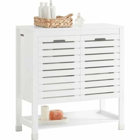SoBuy Bathroom Storage Cabinet Cupboardwith Double Slatted Doors And Shelf,BZR50-W 1 SoBuy Bathroom Storage Cabinet Cupboardwith Double Slatted Doors And Shelf,BZR50-W