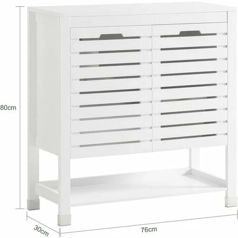SoBuy Bathroom Storage Cabinet Cupboardwith Double Slatted Doors And Shelf,BZR50-W 4 SoBuy Bathroom Storage Cabinet Cupboardwith Double Slatted Doors And Shelf,BZR50-W - Image 4