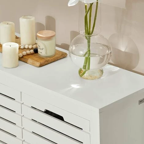 SoBuy Bathroom Storage Cabinet Cupboardwith Double Slatted Doors And Shelf,BZR50-W 5 SoBuy Bathroom Storage Cabinet Cupboardwith Double Slatted Doors And Shelf,BZR50-W - Image 5