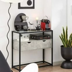 SoBuy Console Table Hall Table Sofa Table Side Table With Glass Top And 2 Drawers,FSB54-HG -SOBUY Shop 71973134 5