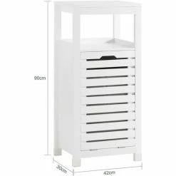 SoBuy Bathroom Laundry Basket Laundry Cabinet With Slatted Door And Shelf,BZR67-W -SOBUY Shop 71973135 3