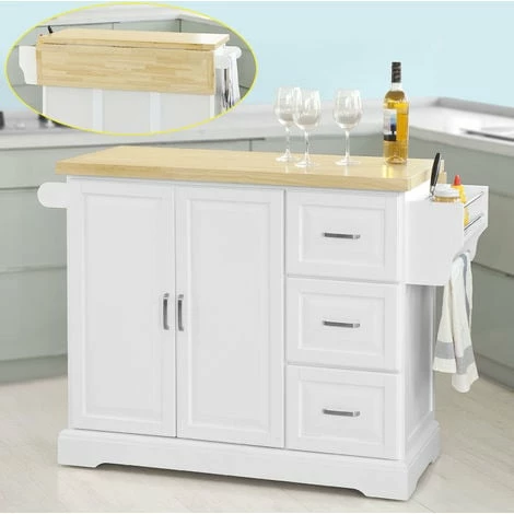 SoBuy Extendable Kitchen Trolley Cart Island, FKW41-WN SoBuy Extendable Kitchen Trolley Cart Island, FKW41-WN -SOBUY Shop 7564820 1