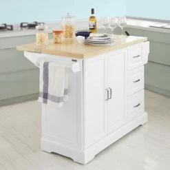 SoBuy Extendable Kitchen Trolley Cart Island, FKW41-WN 2 SoBuy Extendable Kitchen Trolley Cart Island, FKW41-WN -SOBUY Shop 7564820 3