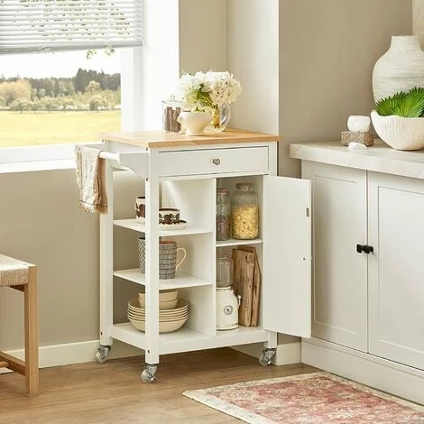 Promotion!!SoBuy Kitchen Storage Trolley Cabinet Cart,Drawer And Shelves,White,FKW46-WN 5 Promotion!!SoBuy Kitchen Storage Trolley Cabinet Cart,Drawer And Shelves,White,FKW46-WN - Image 5