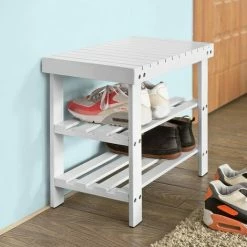 SoBuy Bamboo Shoe Rack With Seat On Top, Bathroom Shelf, L50cm, FSR02-K-W -SOBUY Shop 7564822 5