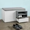 SoBuy Hallway Shoe Storage Bench Cabinet With Cushion, FSR37-W