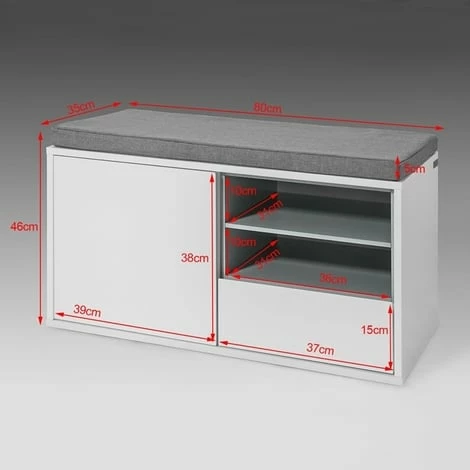 SoBuy Hallway Shoe Storage Bench Cabinet With Cushion, FSR37-W 2 SoBuy Hallway Shoe Storage Bench Cabinet With Cushion, FSR37-W - Image 2