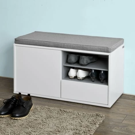 SoBuy Hallway Shoe Storage Bench Cabinet With Cushion, FSR37-W 3 SoBuy Hallway Shoe Storage Bench Cabinet With Cushion, FSR37-W - Image 3