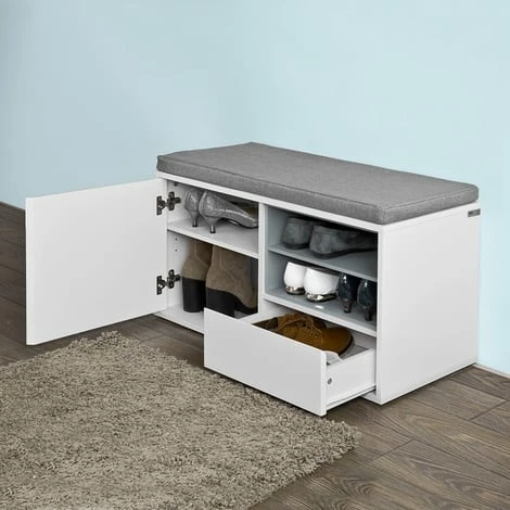 SoBuy Hallway Shoe Storage Bench Cabinet With Cushion, FSR37-W 4 SoBuy Hallway Shoe Storage Bench Cabinet With Cushion, FSR37-W - Image 4
