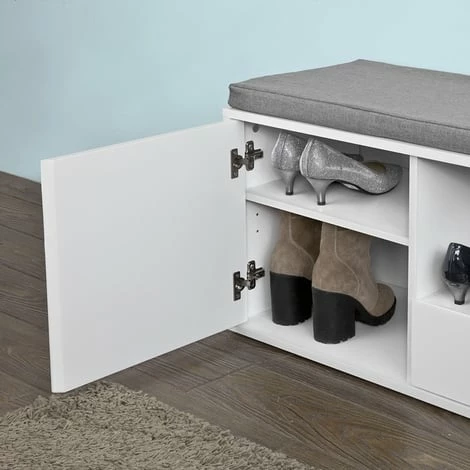 SoBuy Hallway Shoe Storage Bench Cabinet With Cushion, FSR37-W 5 SoBuy Hallway Shoe Storage Bench Cabinet With Cushion, FSR37-W - Image 5
