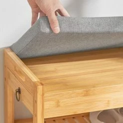 SoBuy Bamboo Padded Hallway Shoe Rack Seat Bench With Storage Drawer,FSR49-N -SOBUY Shop 7564837 5