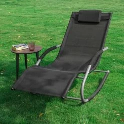 SoBuy 2 Sets Outdoor Patio Recliners Rocking Chair Black,OGS28-SCHx2 -SOBUY Shop 7564842 3