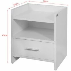 Alternative view of SoBuy White Wood Side Table With Drawer, FBT66-W