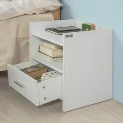 SoBuy White Wood Side Table With Drawer, FBT66-W -SOBUY Shop 7900988 3