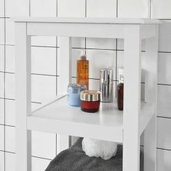 SoBuy Floor Standing Tall Boy Bathroom Storage Cabinet Unit, White, FRG205-W -SOBUY Shop 7900993 4