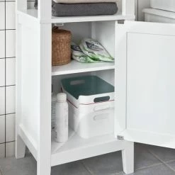 SoBuy Floor Standing Tall Boy Bathroom Storage Cabinet Unit, White, FRG205-W -SOBUY Shop 7900993 5