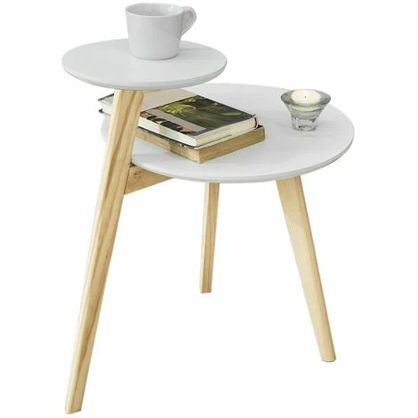 SoBuy 2 Tiers Round Wooden Side Table, Tea Coffee Table, End Table,FBT53-WN 1 SoBuy 2 Tiers Round Wooden Side Table, Tea Coffee Table, End Table,FBT53-WN