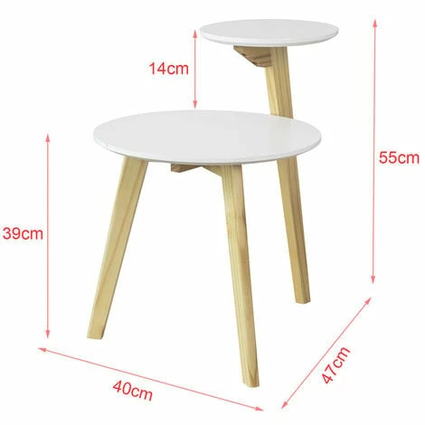 SoBuy 2 Tiers Round Wooden Side Table, Tea Coffee Table, End Table,FBT53-WN 2 SoBuy 2 Tiers Round Wooden Side Table, Tea Coffee Table, End Table,FBT53-WN - Image 2